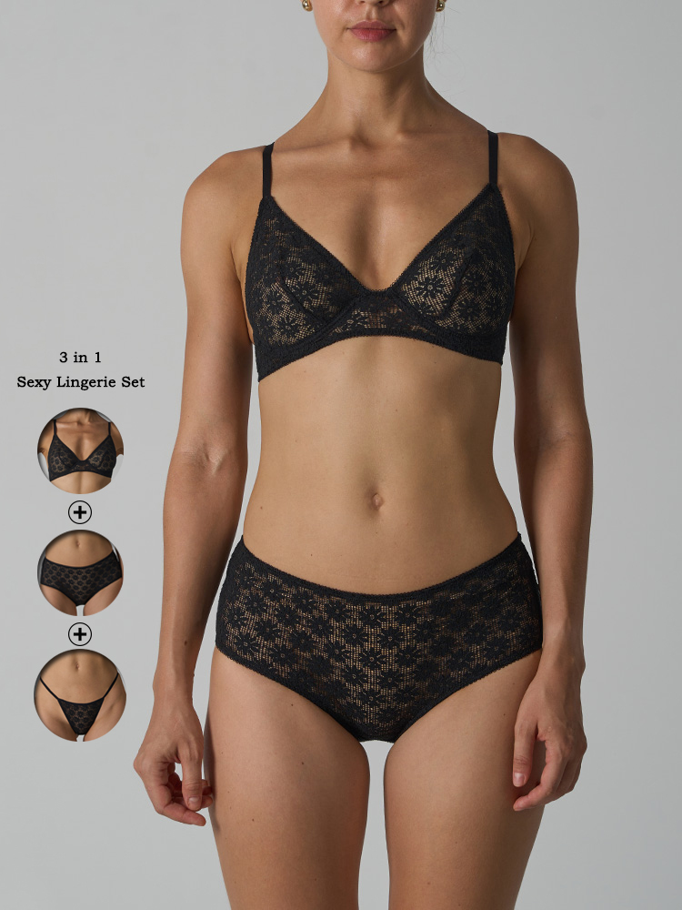 VITALINOVO 3 Pieces Lace Linge - Sheer Bra Lace ulasan dan harga