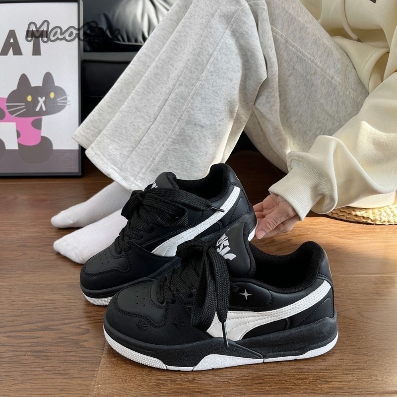 Women's Black White Leather Sk - Vans Shoes Old Skool ulasan dan harga